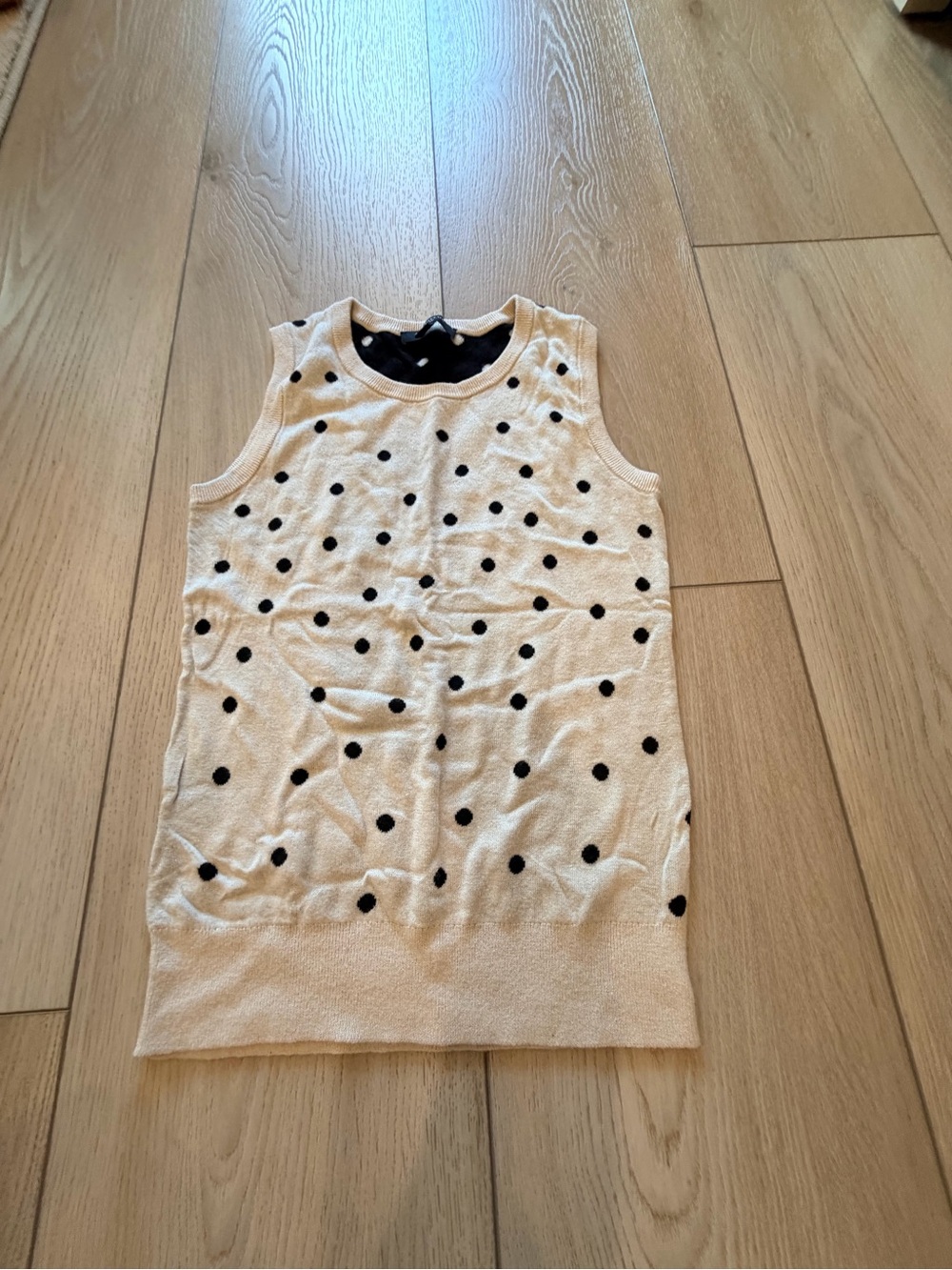 Ann Taylor Cream vest with Black Polka Dots